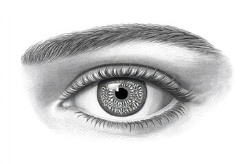 A clean line drawing of an eye with a skeptical squint