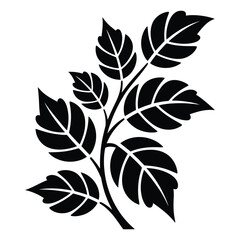 Graffiti Stencil Leaves Silhouette, Vector, Illustration, Icon, Logo, White Background.