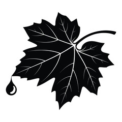 Halloween Pumpkin Leaf Silhouette, Vector, Illustration, Icon, Logo, White Background.