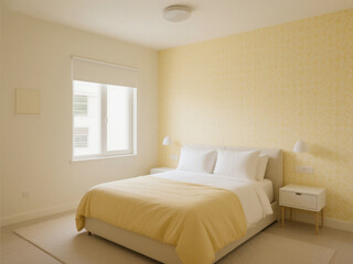 Wide-Angle Gentle yellow wallpaper ideal for soothing bedrooms