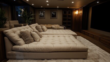 Elegant home theater featuring luxurious seating arrangements and classic accents
