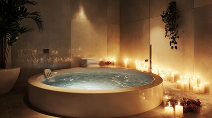Luxurious bathroom interior showcasing a tranquil and serene atmosphere