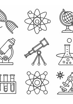 Linear Science Icons Set &ndash; DNA, Molecules, Lab Tools