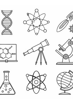 Linear Science Icons Set &ndash; DNA, Molecules, Lab Tools