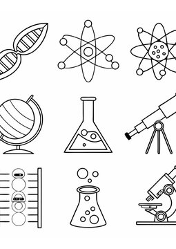 Linear Science Icons Set &ndash; DNA, Molecules, Lab Tools