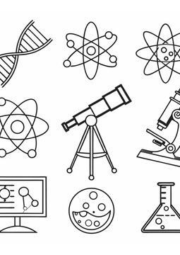 Linear Science Icons Set &ndash; DNA, Molecules, Lab Tools