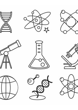 Linear Science Icons Set &ndash; DNA, Molecules, Lab Tools