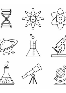Linear Science Icons Set &ndash; DNA, Molecules, Lab Tools