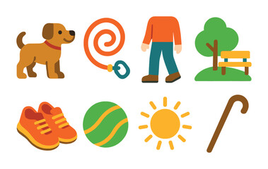 Fototapeta premium Outdoor activities flat icons set – recreation, leisure, nature symbols