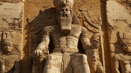 Ancient Egyptian Pharaoh Bas-Relief Carving