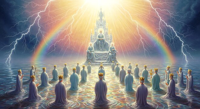 The Majestic Throne of God This image captures the awe-inspiring vision of God's throne as described in the Bible, symbolizing divine authority and the heart of the heavenly kingdom.