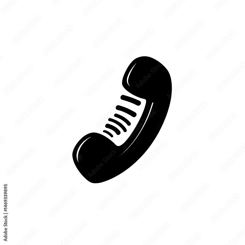 Poster a black and white silhouette of a classic rotary telephone receiver the receiver is in a simple mini