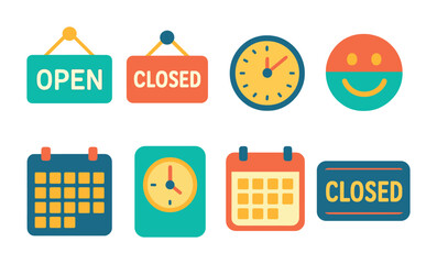 Naklejka premium Business and office icons set – flat, filled, professional and corporate symbols