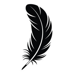 Obraz premium Jewelry Design Feather Silhouette, Vector, Illustration, Icon, Logo, White Background.
