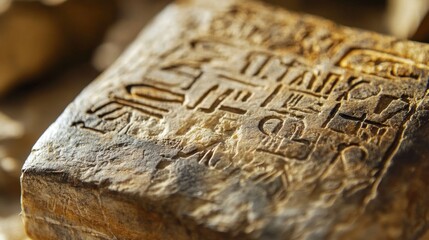 Ancient Egyptian Hieroglyphs Carved on Stone