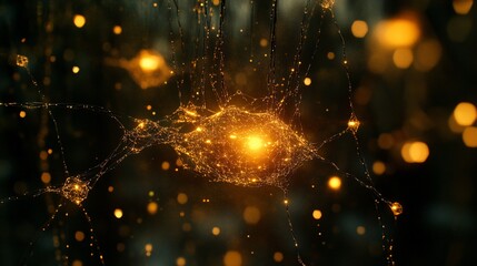 Interconnected Glowing Neural Network Visualization with Data Transmission