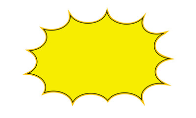 starburst yellow speech bubbles or baloon for comic design illustration. Comic burst, bursting star sticker, vector boom or explotion. communication concept 