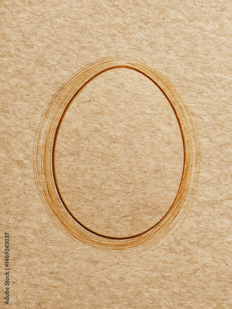 Aufkleber crafted kraft paper texture featuring an outlined egg shape for creative design projects generative 