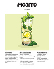 Cocktail vector illustration in a poster frame for modern art gallery