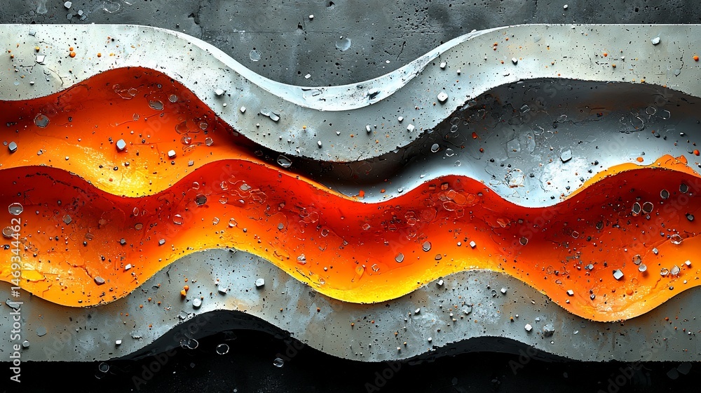 Poster abstract wavy textured surface with orange and gray patterns