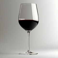 A wine glass is filled with red wine