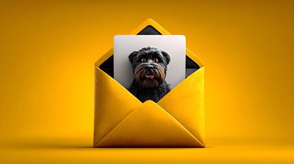 Envelope with open flap and message icon above, clean background for communication concept. 