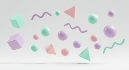 Pastel Geometric Shapes Abstract Background