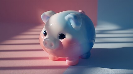 Cute piggy bank on a dual-toned background