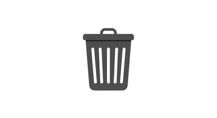 Gray Trash Can with Lid and Vertical Slats Front View