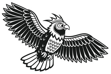 93 owl, bird, bird of prey, raptor, nocturnal, round eyes, beak, feathers, detailed, intricate, ornate, black and white, emblem, logo, vector, illustration