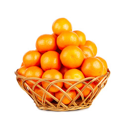 Fresh tangerine basket isolated on a white background