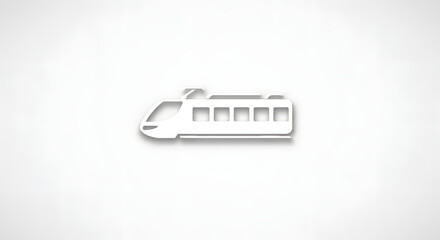 Minimalist White Train Silhouette with Subtle Shadow and Clean Lines