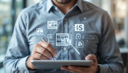 Businessman Using a Tablet for System Integration