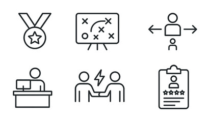 Business and teamwork line icons set &ndash; outline, linear, collaboration symbols
