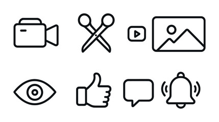 Media and communication icons set – outline, linear, digital and tech symbols