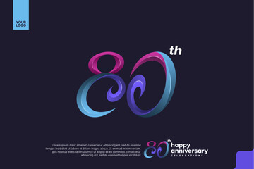 Colorful 80th Anniversary Celebration Design with Artistic Gradient Number and Dark Background