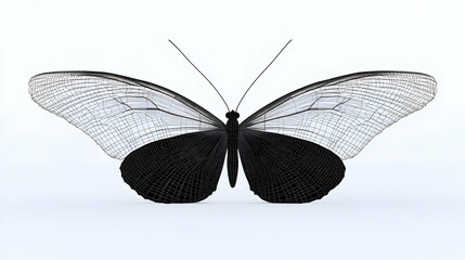 Pixelated Butterfly With Detailed Black And White Wings