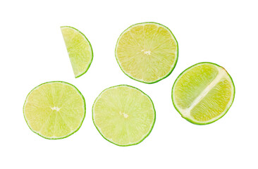 Lime slices isolated on a white background, contour.