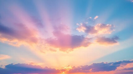 Fototapeta premium Colorful Sunset Sky Rays.