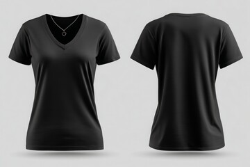 Simple Black V-Neck T-Shirt Mockup for Fashion and Apparel Design
