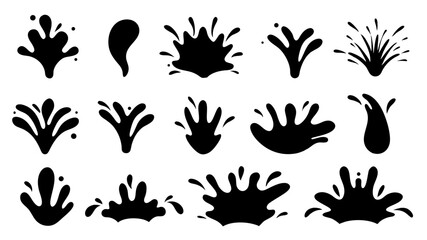 Water drops, black sea ocean waves stencil.