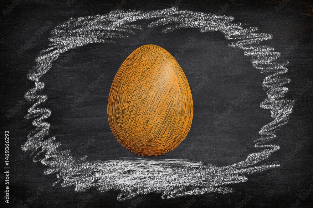 Aufkleber chalkboard background featuring a hand-drawn egg sketch in a creative design generative ai