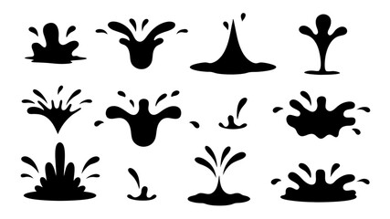 Water drops, black sea ocean waves stencil.