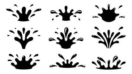 Water drops, black sea ocean waves stencil.