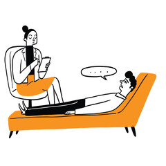 A psychiatrist is treating a patient.