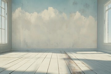 Obraz premium Empty room with sky wall