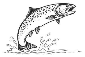 98 trout fish jumping out of water, realistic, highly detailed, digital art, 4k, hyperrealistic