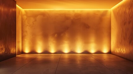 A warm golden brown gradient room with a subtle spotlight effect, adding depth and creating a minimalist and inviting setting.  