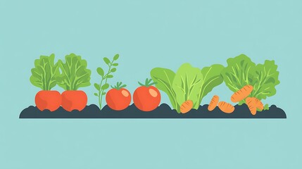 Garden vegetables flat lay.