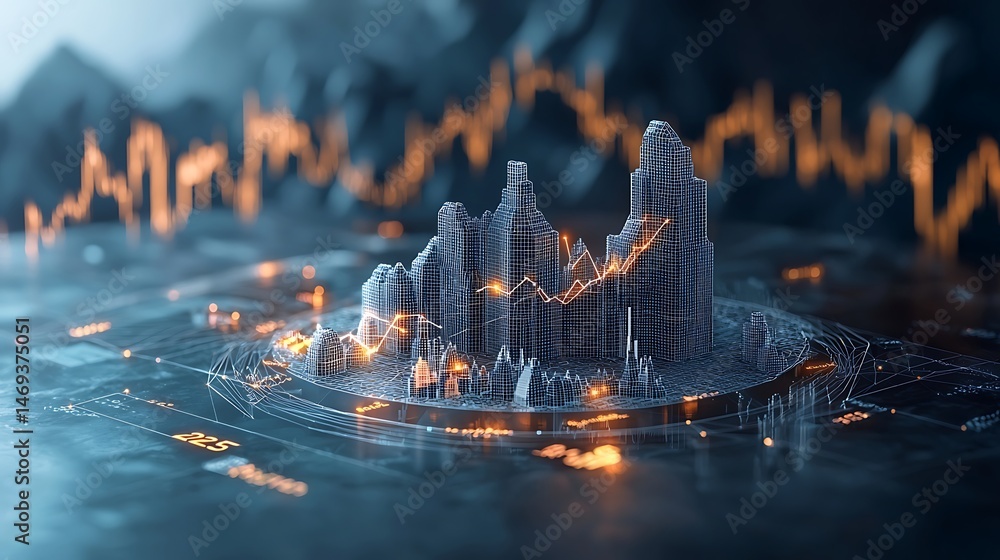 Poster 3d data visualization of financial performance